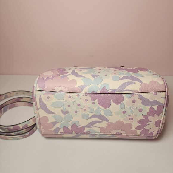 NWT COACH CBG82 Rowan Satchel Crossbody Bag Floral Print In leather/Ivory Multi - Picture 5 of 7